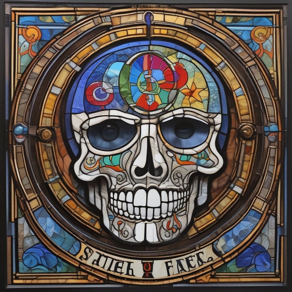 Colorful Stained Glass Skull Print
